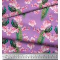 thumbnail image 2 of Soimoi Tissu Satin Modal Imprimé Floral & Paon 1 Yard 42 Pouces de Large, 2 of 3