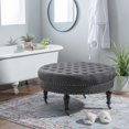 thumbnail image 2 of Pouf tufté rond Aubrey charcoal, 2 of 6