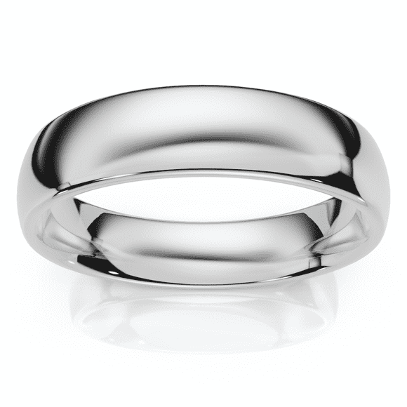 10k White Gold 6mm Plain High Polish Comfort Fit Wedding Band