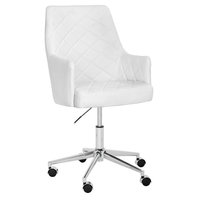 Sunpan Chase 17-21" Transitional Faux Leather Office Chair in White