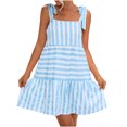 thumbnail image 2 of LOVZFMLL Dresses Women Casual Draw Back Printed Sleeveless Ruffle Lace-up Cold Shoulder Dress, 2 of 5