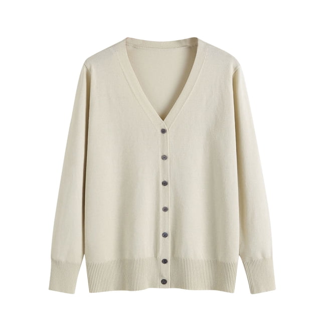 Dvkptbk Women’s Open Front Cardigan Button Knitted Plus Oversize Cardigan Outwear Spring And Fall V-neck Long Sleeve Cardigan