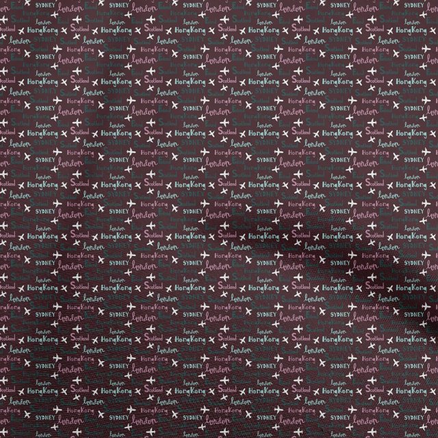 oneOone Polyester Spandex Maroon Fabric Travel Sewing Material Print Fabric By The Yard 56 Inch Wide