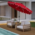thumbnail image 2 of Gymax 9.3 FT Solar Patio Umbrella w/ 32 LED Lights & Vented Top & Ruffles Beige Red, 2 of 10