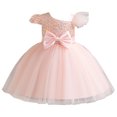 thumbnail image 1 of BYHONG Robe de Concours en Maille pour Fille Enfant Fête Nœud Sans Manches Robe Robes Jupes Robes pour Filles Rose 1a, 1 of 4