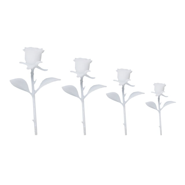 Milisten 4 Pcs Bricolage Fait Main Ornement de Rose 3D Mini Modèle de Rose Colle Cristal (Blanc)