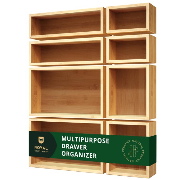 ROYAL CRAFT WOOD Bamboo Jewelry Organizer Box & Chests Set - Versatile Storage Solution for Makeup, Jewelry, and Bathroom Essentials (8 Boxes)