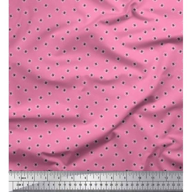 Soimoi Viscose Chiffon Fabric Cosmos Floral Decor Fabric Printed Yard 42 Inch Wide