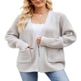 thumbnail image 2 of Women Knit Cardigan Long Sleeve Open Front Sweater with Pockets, 2 of 6