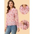 thumbnail image 2 of INSPIRE CHIC Women's Contrast Color Collar See Through Floral Blouse, 2 of 6