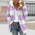 thumbnail image 1 of TIMIFIS Womens Winter Fuzzy Fleece Jacket Hooded Color Block Patchwork Cardigan Coats Outerwear Fashion-PurpleFall/Winter, 1 of 5