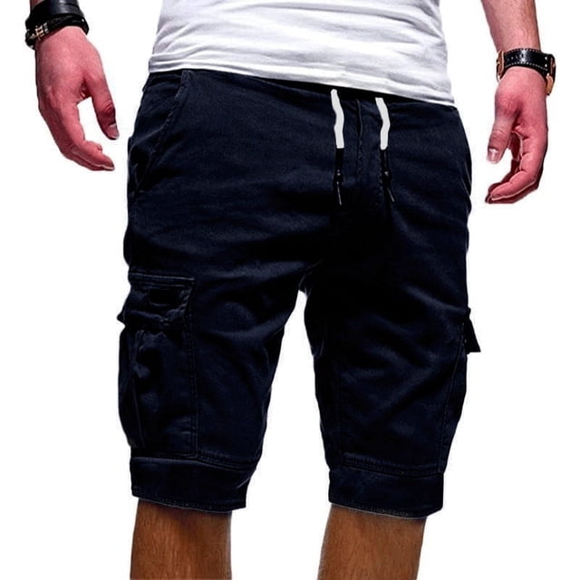 LSLJS Men's Sport Pure Color Bandage Casual Loose Sweatpants Drawstring Shorts Pant