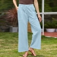 thumbnail image 2 of Timegard Pants for Women Plus Size Drawstring Waist Straight Leg Lightweight Casual Loose Trousers, 2 of 6