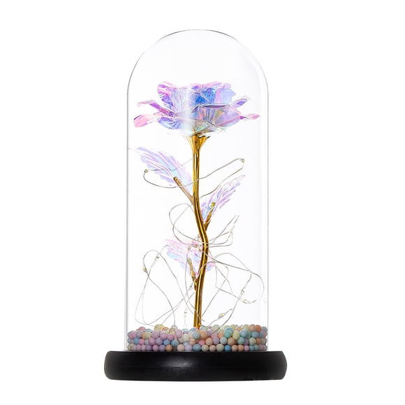 Kcavykas Ventes de Liquidation, Fête du Canada, Saison Ouverte Rose Romantique en Verre Fleur Décoration Lumineuse DEL de Mariage Cadeau de la Saint-Valentin