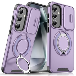 Dteck Cas pour Samsung Galaxy A16 5G, Couverture de protection avec protection anti-choc militaire de qualité Magnetic Metal Ring Kickstand pour téléphone, violet