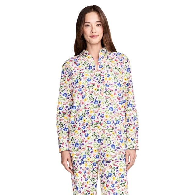 Jockey Chemise Popeline 100 % Coton à Manches Longues Boutonnée pour Femmes