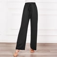 thumbnail image 2 of Diufon Straight Pants for Women Elastic High Waist Drawstring Pants Cotton Solid Color Lounge Wide Leg Pants, 2 of 5