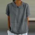 thumbnail image 2 of JIRNDf Chemises pour Femmes Hauts Tendance Été Col à Revers Manches Courtes Mode Tunique Décontractée Blouse Grise TTG, 2 of 6