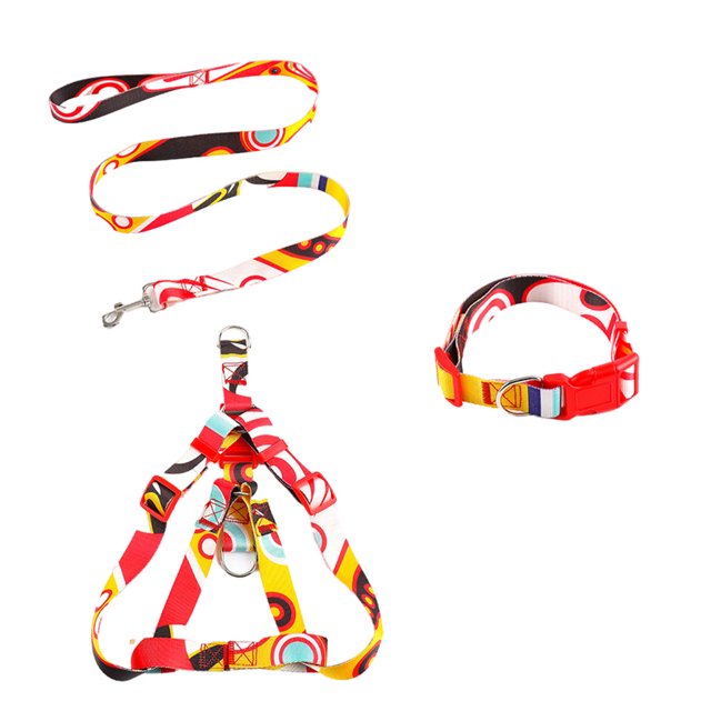 3 Pcs/set Harnais Décoratif Extérieur Réglable en Alliage de Zinc Lavable Accessoires Animaux Rouge, 2.5x120cm TG