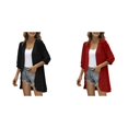 thumbnail image 1 of 2 Pack(Black 1PCS & Red 1PCS) Multipack Chiffon Cardigan Women Casual Cardigan Three Quarter Sleeve Open Front Lightweight Dots Cardigan Draped Ruffles Cardigan, 1 of 7