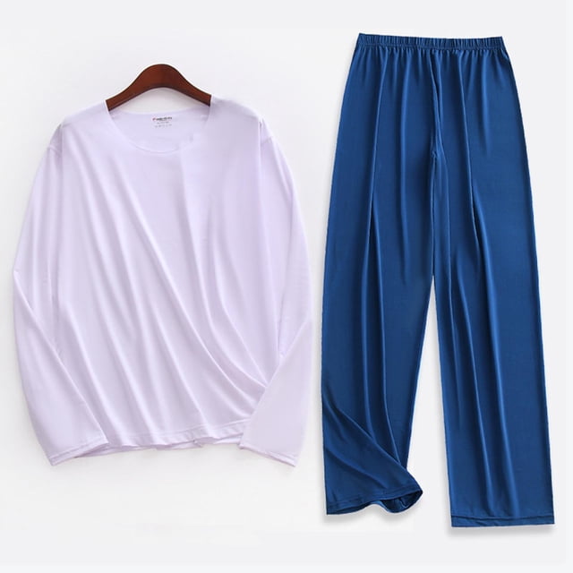 Weiqiqre Ensemble de Sport pour Hommes, Mode Décontractée, Couleur Unie, Col Rond, Manches Longues, Extensible