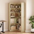 thumbnail image 1 of Corner Bookshelf 71.8'' Farmhouse Corner Bookcase, Tall Bookcase 5 Tier L-Shaped Corner Shelf Large Display Rack, Large Display with Storage Heavy Duty for Bedroom Living Room Home, 1 of 9