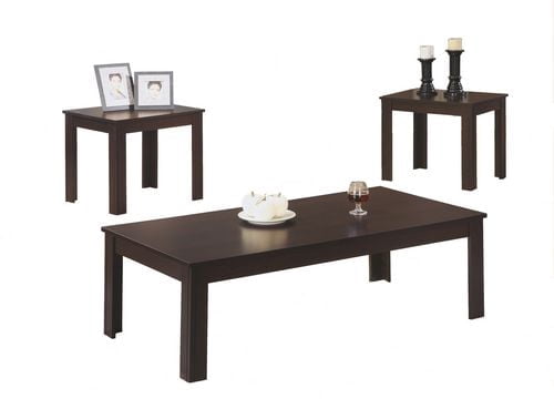 Monarch Specialties Ensemble De Table, Ensemble 3pcs, Café, Bout, Côté, Accent, Salon, Stratifié, Brun, Transitionnel