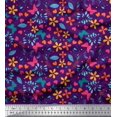 thumbnail image 3 of Soimoi Purple polyester Crepe Fabric Flower & Butterfly Printed Craft Fabric by The Yard 52 Inch Wide, 3 of 5