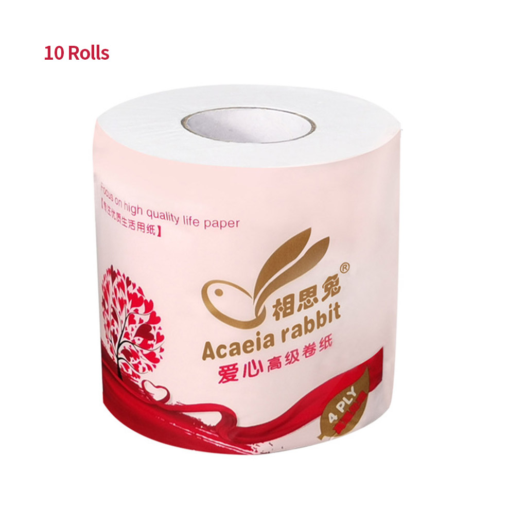 tredstone 10 Rolls Toilet Paper 4 Ply Wood Pulp Roll Paper Towel Tissues Home Toilet Roll Napkins