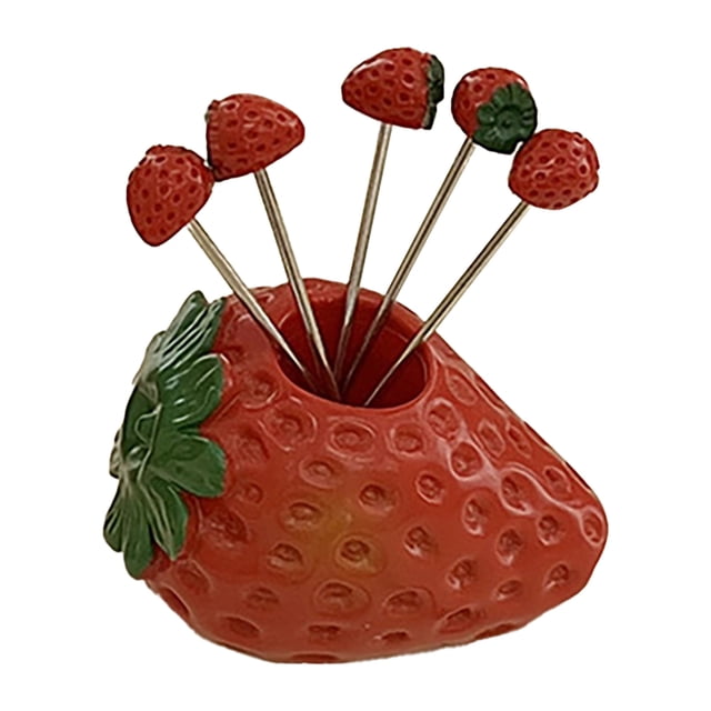 Ensemble de Fourchettes à Fruits, Délicate Apparence Fourchettes de Pic Alimentaire Robuste et Pas Facile à Rouiller Fourchette à Fruits en Acier Inoxydable avec Support pour Gâteau aux Fruits et Desserts à la Crème Glacée
