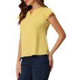 thumbnail image 4 of INSPIRE CHIC Women's Solid V Neck Cap Short Sleeves Work Blouse S Light Yellow, 4 of 5