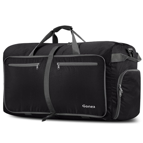 Gonex 40L Packable Travel Duffle Bag for Boarding Airline Lightweight Foldable Gym Duffle Water Repellent & Tear Resistant Black