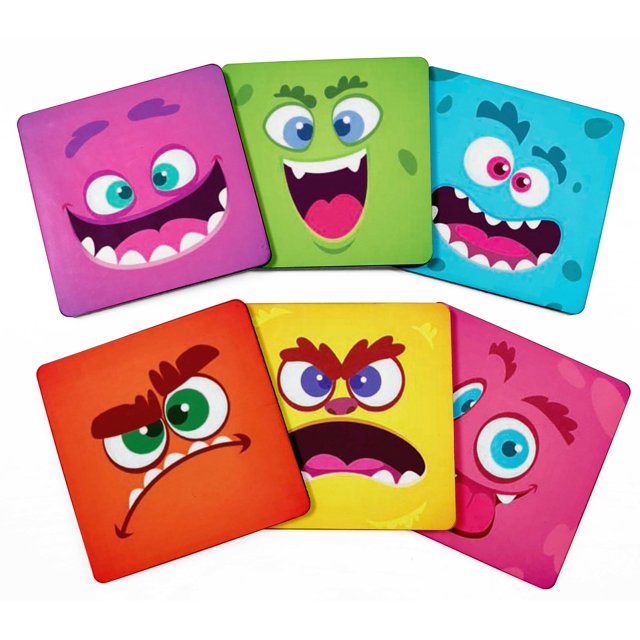 Inkdotpot Set of 6 Drink Coasters DecorativeNon,SlipCork Base4-inch Square PrintedCoastersEasy Clean- Funny