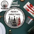 thumbnail image 2 of B Christmas Party Tableware Disposable Paper Plates Set Black White Checkered Christmas Tree Theme 9 Inch Plates 23X23Cm 9.06X9.06 Inches, 2 of 7