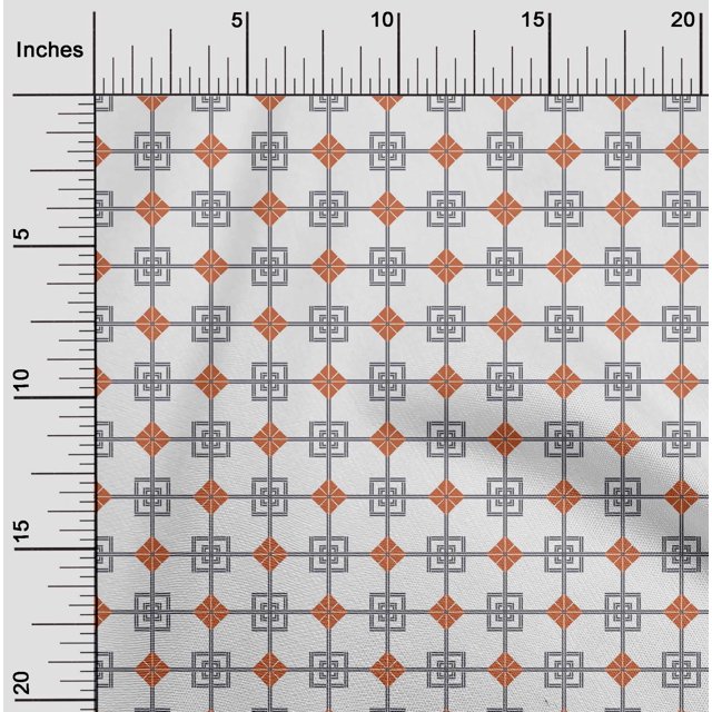 oneOone Georgette Viscose Fabric Square & Triangle Geometric Printed Fabric 1 Yard 42 Inch Wide