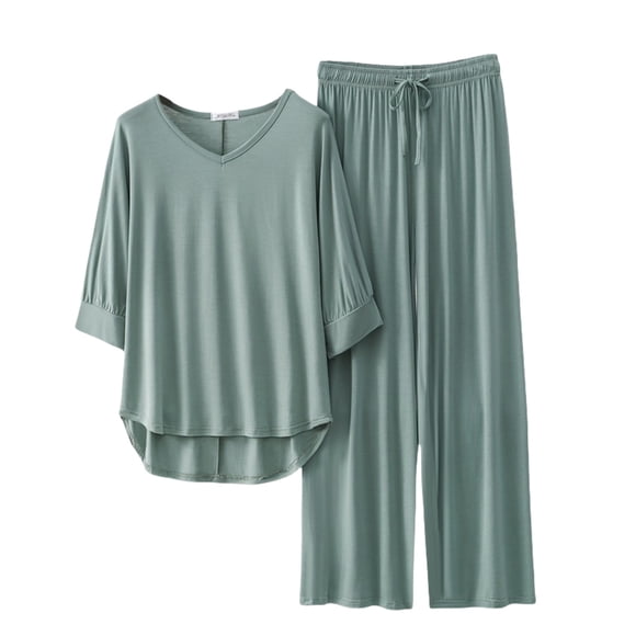 Women Pajama Sets Fall Pajamas For Women Set Cute 3/4 Sleeve Oversized Tops And Elastic Waist Pants Casual Sets Loungewear Women Pajamas