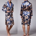 thumbnail image 1 of Gift TIMIFIS Men's Satin Robe Silk Robe Classic Long Bathrobe Lightweight Loungewear Bathrobe V Neck Sleepwear pring/Summer, 1 of 6