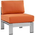thumbnail image 1 of Modway Chaise Sans Accoudoirs d'Extérieur en Aluminium et Tissu pour Patio, Argent/orange, 1 of 4