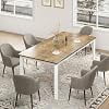 78.7 Inch Faux Marble Dining Table for 6-8 People, Rectangular Kitchen Table with Metal Frame, Modern Industrial Dining Table for Dining Room, Kitchen, Living Room, Home Office，White+Brown