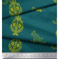 thumbnail image 3 of Soimoi Polyester Crepe Fabric Leaves,Bird & Floral Block Print Sewing Fabric Yard 42 Inch Wide, 3 of 3