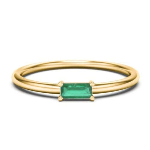 East-West Stackable Baguette Birthstone Ring - Emerald (May)