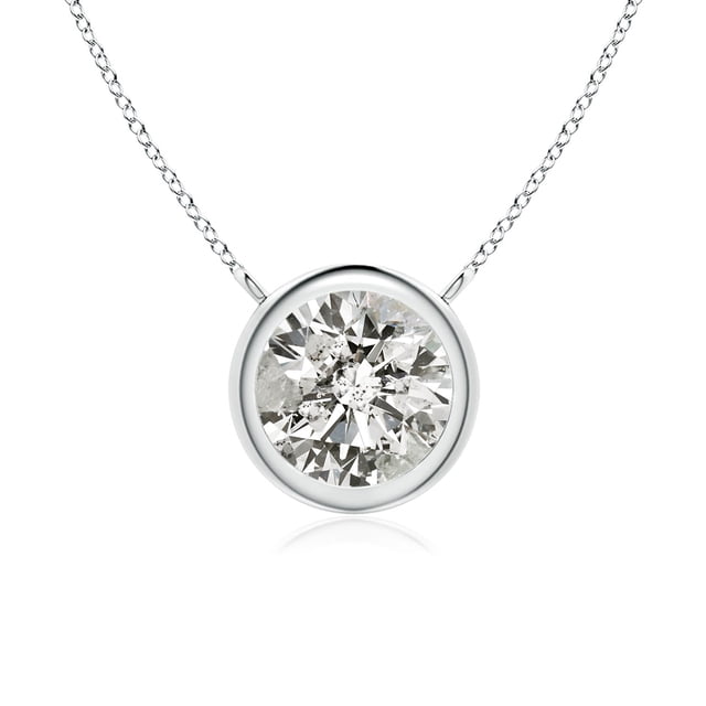 Angara Collier en Diamant Naturel - Collier Solitaire en Diamant Rond de 1 ct Serti Clos en Or Blanc 14K pour Femmes