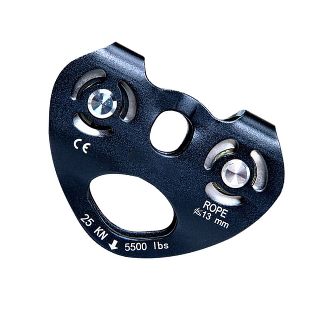 facefd Zip Line Trolley Double Pulleys Hanging Device Caving Tool Rope Fixator 25KN Tandem Wheels Climbing Pulley for Outdoor Use Black Black