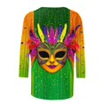 thumbnail image 5 of Penkiiy Blouse de Carnaval Manches 3/4 Chemise de Printemps T-Shirt Quotidien Blouse à Imprimé Masque Mardi Gras Col Rond 2024 Tunique Habillée L Multicolore, 5 of 5