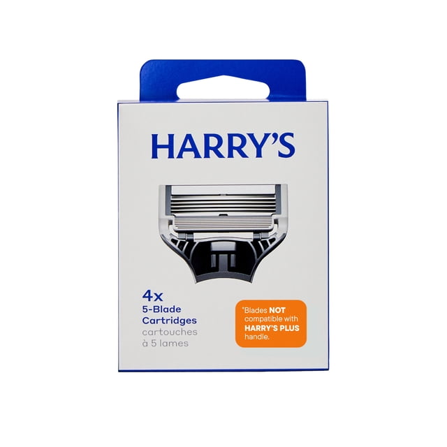 Harry's Original Blades - Men's Razor Refill Pack for Smooth Shaving - Razor Head Replacement - Five Sharp Blades - Flexible Hinge - Moisture Strip - Precision Trimmer - 4 Count