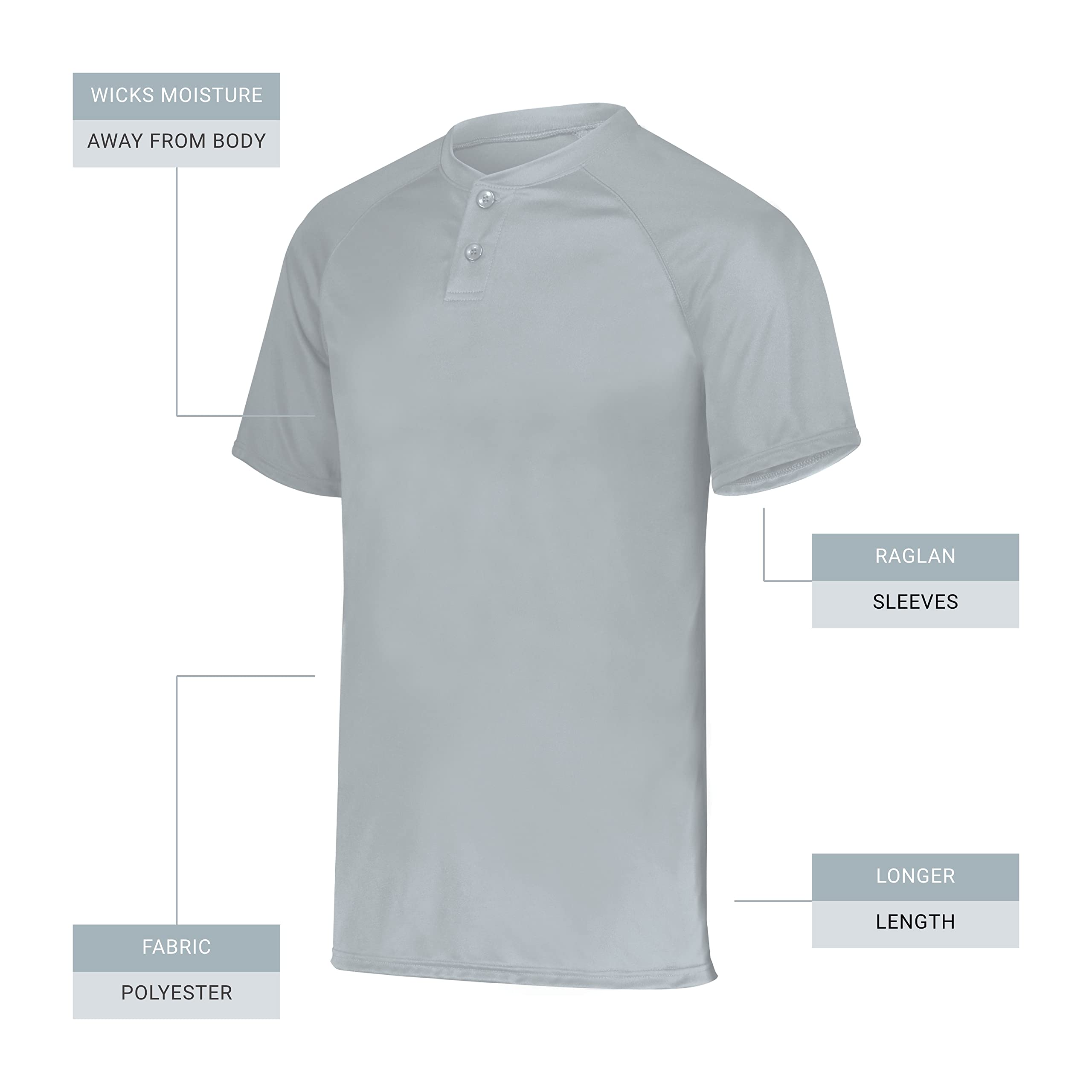 Augusta sportswear Boy's Attain Wicking Two Button Baseball Jersey