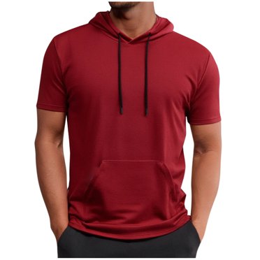 hotojiny Men's Short Sleeve Hoodie Comfortable Regular Fit Pullover Lightweight Summer Sweatshirt for Workout Athletic Running