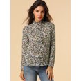 thumbnail image 2 of INSPIRE CHIC Chemise Décontractée à Manches Longues Imprimé Floral Col Montant Bleu Marine TG, 2 of 6