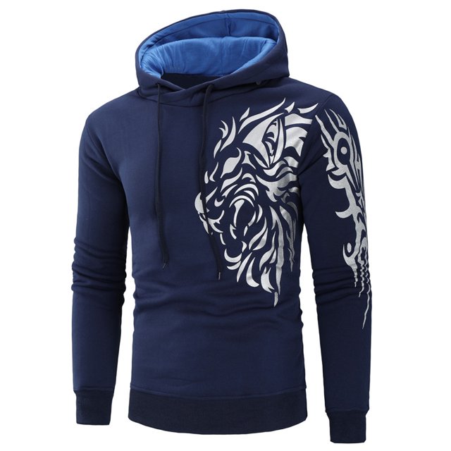 Chandails en Molleton à Capuche pour Hommes Chandails en Molleton Décontractés à Capuche pour Hommes Totem Créatif Impression Argentée Chaude Chandail en Molleton Athlétique Tops à Capuche pour Gym