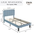 thumbnail image 3 of VECELO Twin Size Upholstered Beds, Modern Platform Bed Frame with Adjustable Headboard, Wooden Slats Support/No Box Spring Needed, Light Blue, 3 of 8